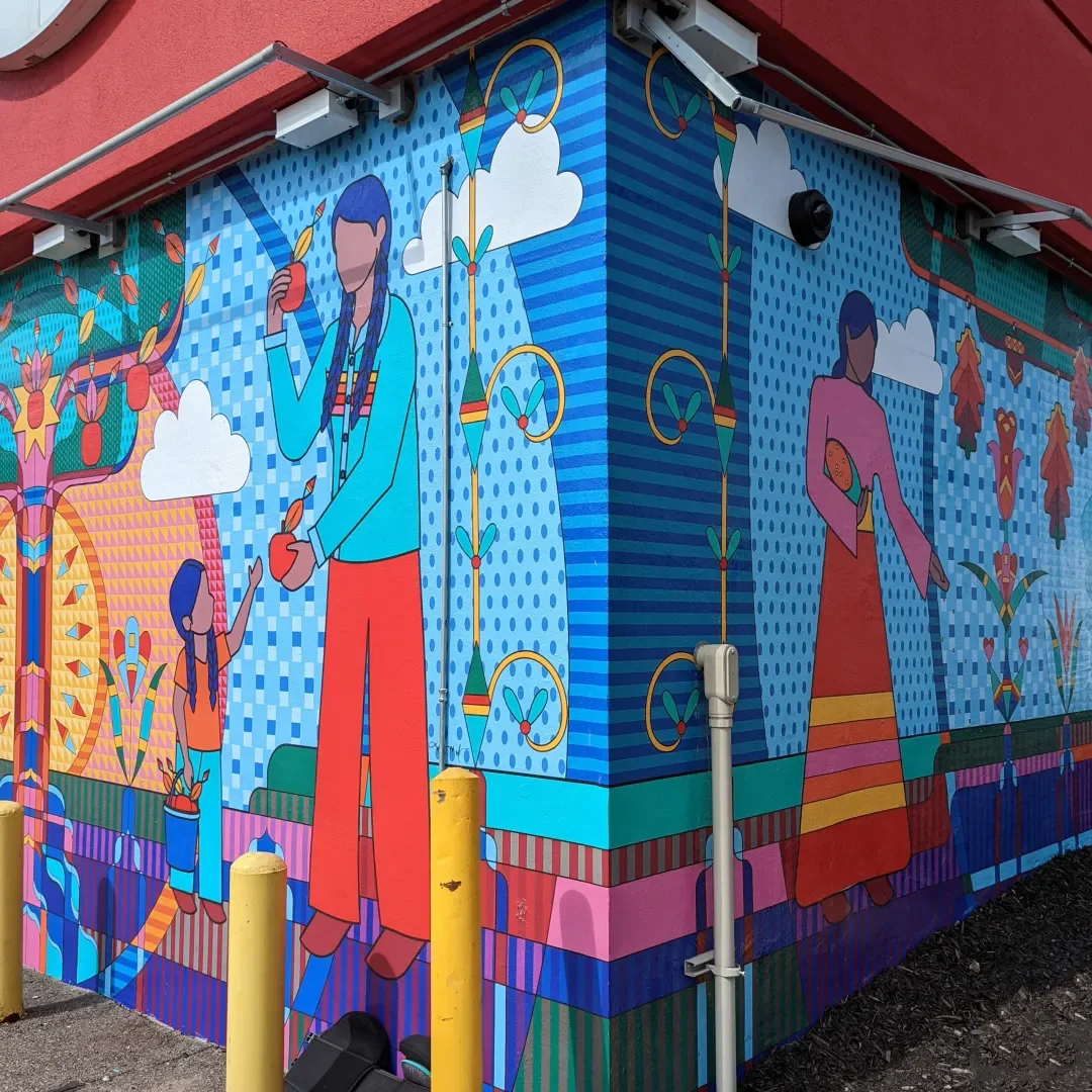 Community mural at the Lake Street store in Minneapolis.